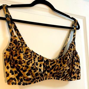 Leopard print bikini top by Shade and Shore. Perfect fit bra sizing 36DD